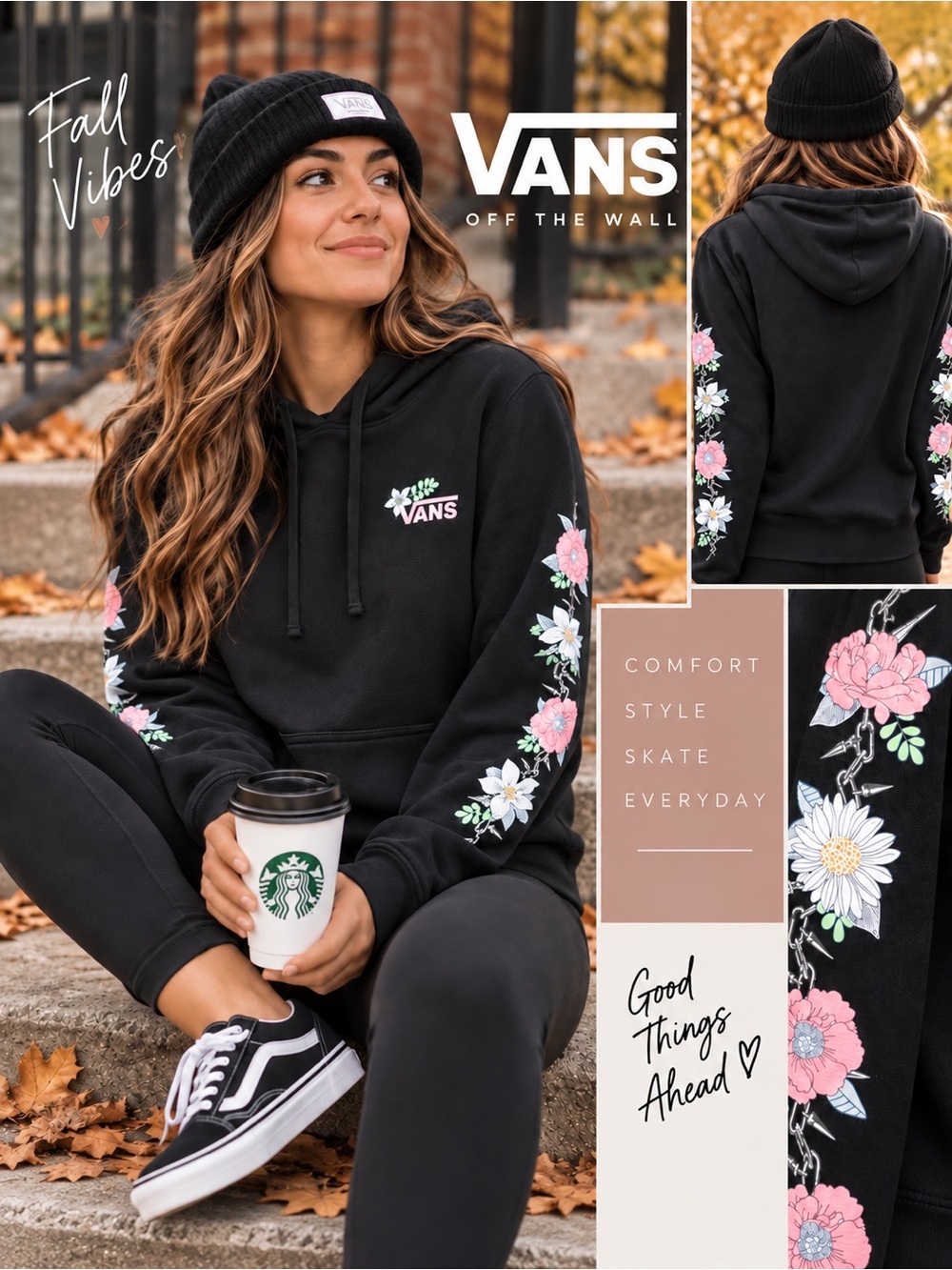 🌺 Vans | Barbed Floral Pullover Hoodie | Size Large | Cotton Blend 🌺